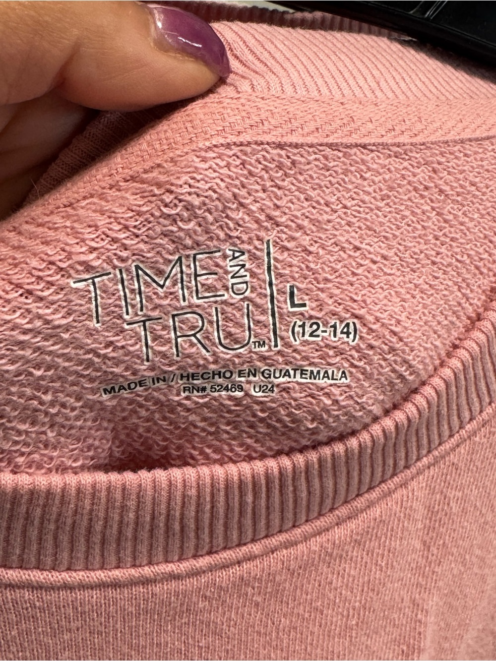 Time and Tru Light Pink Crewneck Sweatshirt - Picture 5 of 5